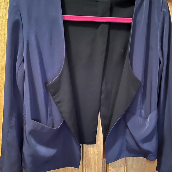 Silk reversible jacket - O/S. Black and Navy Blue. Pockets. - Picture 4 of 6